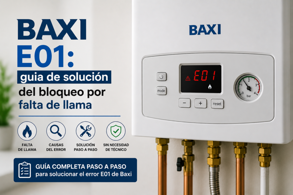 Baxi E01: guía de solución del bloqueo por falta de llama