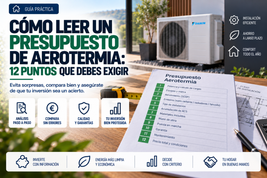 Cómo leer un presupuesto de aerotermia: 12 puntos que debes exigir